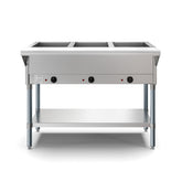 Three Pan Open Well Electric Steam Table with Undershelf, KM-OWS-3.